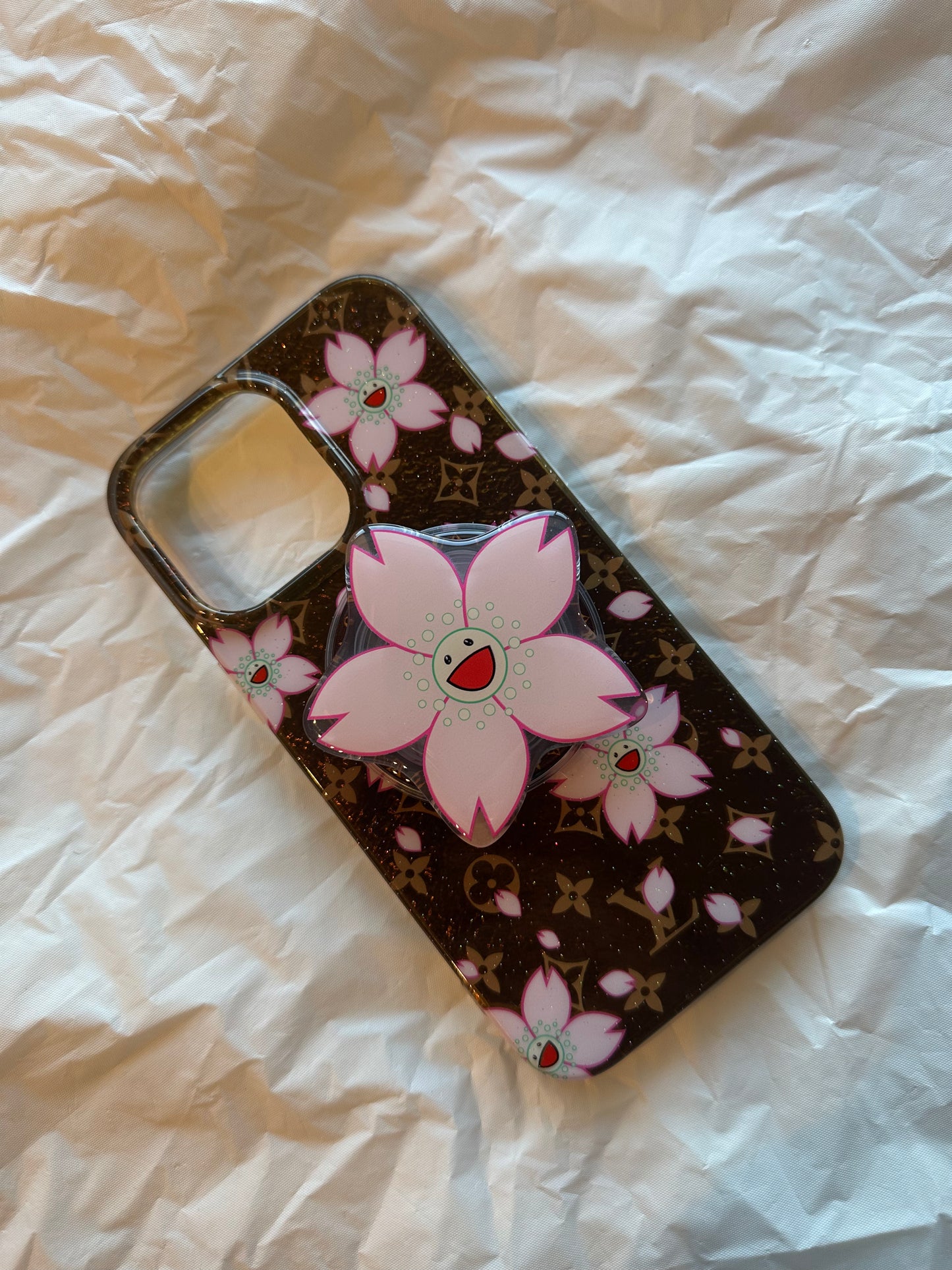 Brown Lotus Case ( Magnetic pop socket included )