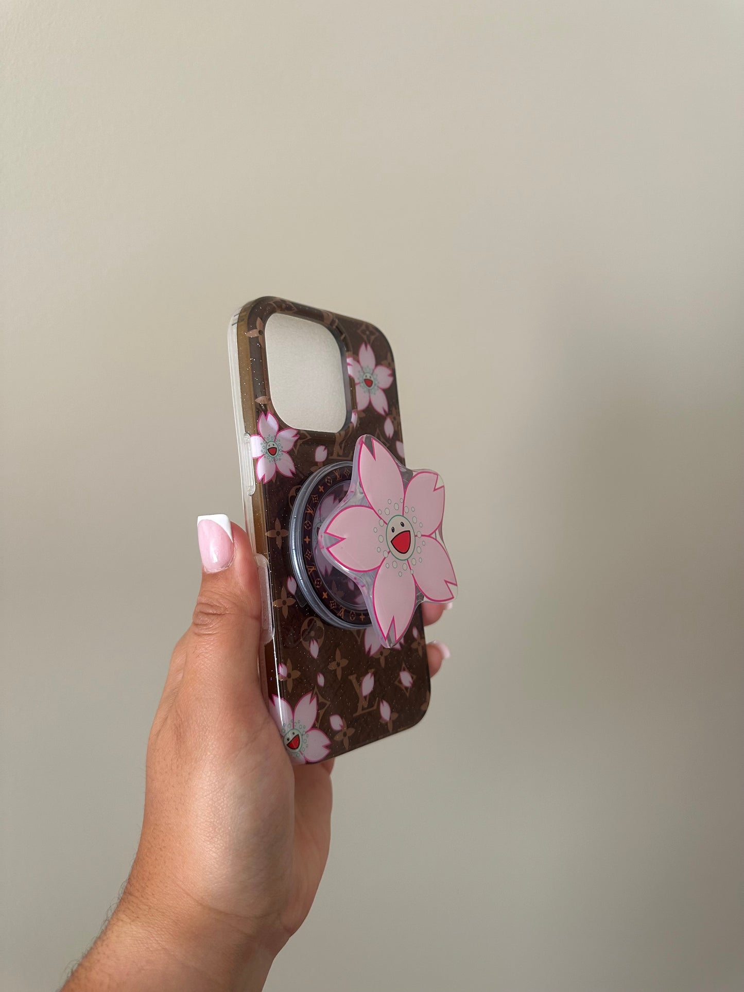 Brown Lotus Case ( Magnetic pop socket included )